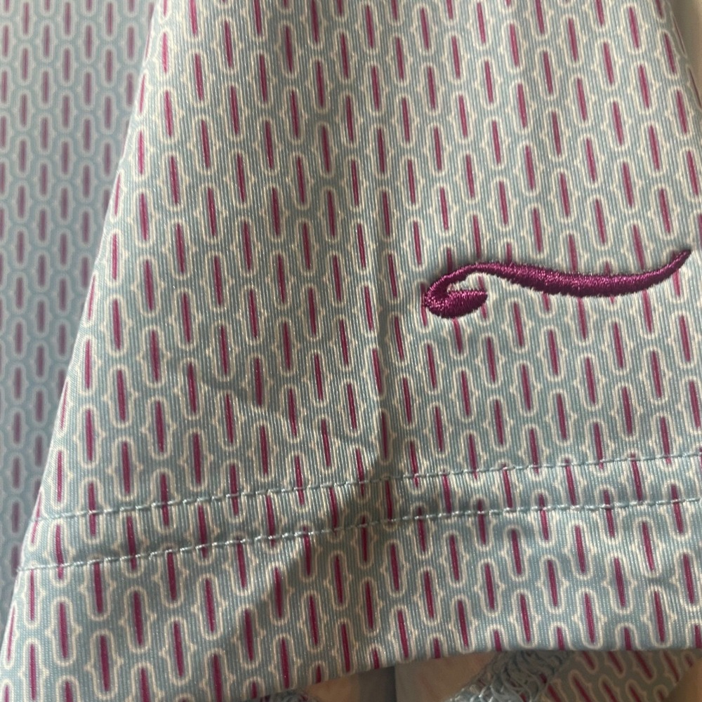 FootJoy‎ FJ Golf Polo Shirt Men Large Light Blue Pink Pattern Performance NWT - Picture 5 of 9